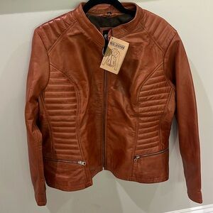100% REAL LAMBSKIN LEATHER JACKET WOMEN